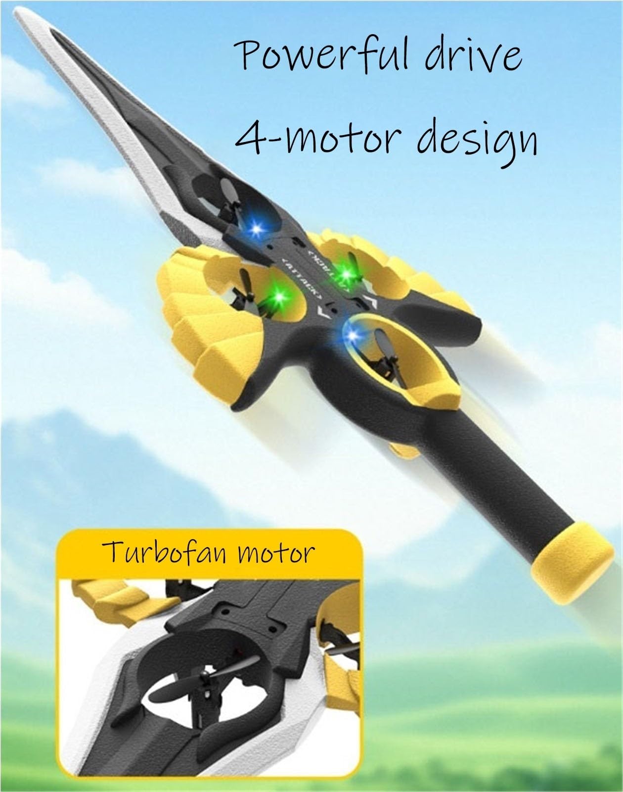 Spada Volante Remota, Spada Volante Acrobatica A 360°, Aliante RC, Spada Volante Interattiva, Drone for Adulti, Spada Volante Telecomandata E Manuale con Luci LED(Black Gold)