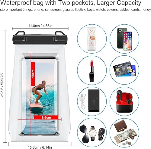 Miniatura 2 de Bolsa impermeable para teléfono de gran capacidad, funda impermeable para iPhone 15 14 Pro Max 13 12 11 X XR 8 Plus Samsung hasta 6.9 pulgadas, IPX8