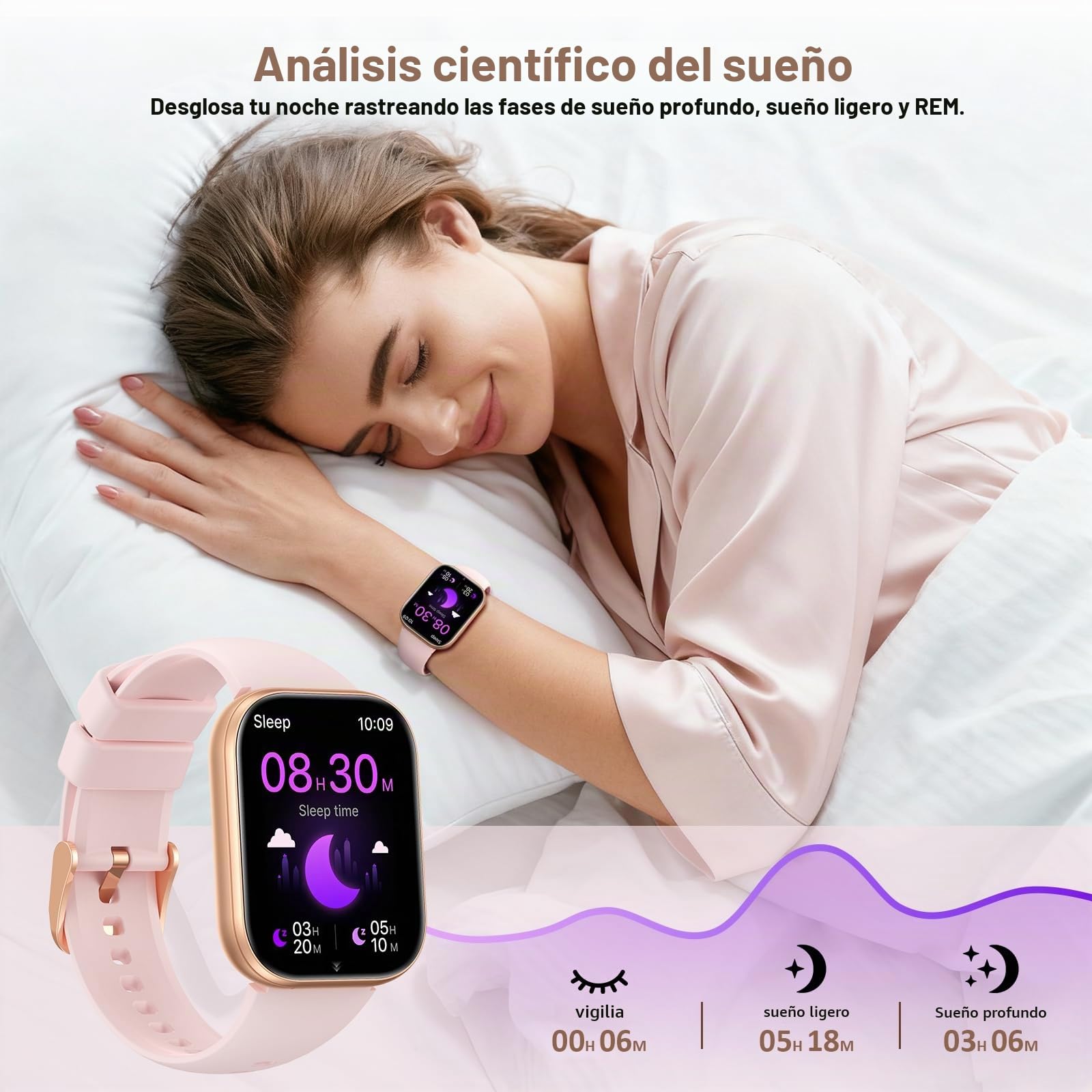 SLOKSFil Reloj Inteligente Mujer con Llamadas, 1.75" TFT Smartwatch Mujer, con 24H Pulsómetro/SpO2/120+Modos Deportivos/Sueño/IP68/ Función Femenina Smart Watch (Negro Oro)