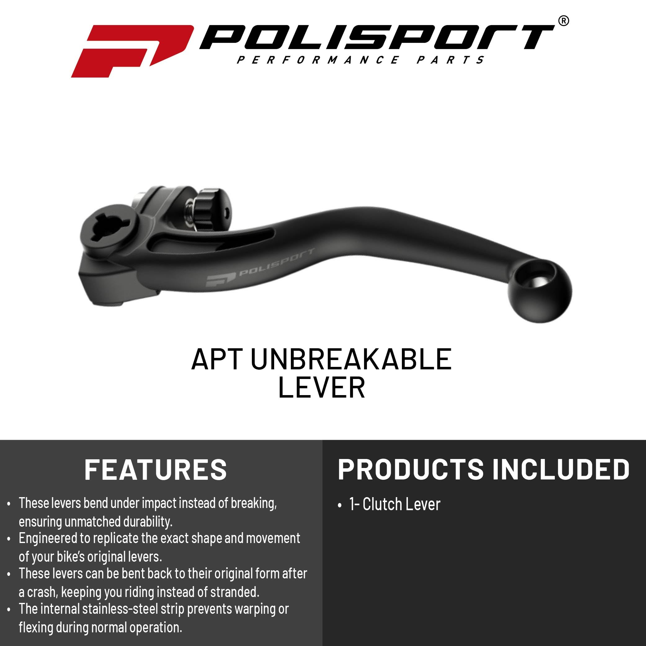 Polisport 8501500001 - APT Unzerbrechlicher Kupplungshebel Husqvarna, GASGAS Schwarz