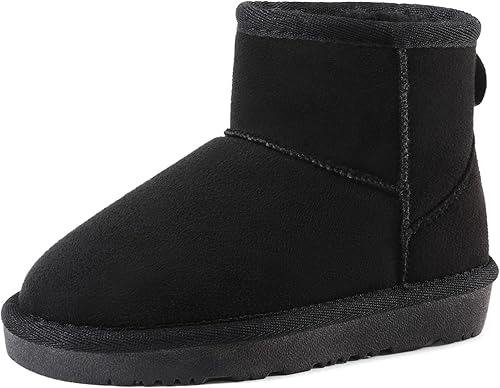 DREAM PAIRS Botas de nieve de tobillo con forro de piel sintética para niños pequeños y niñas, zapatos de invierno