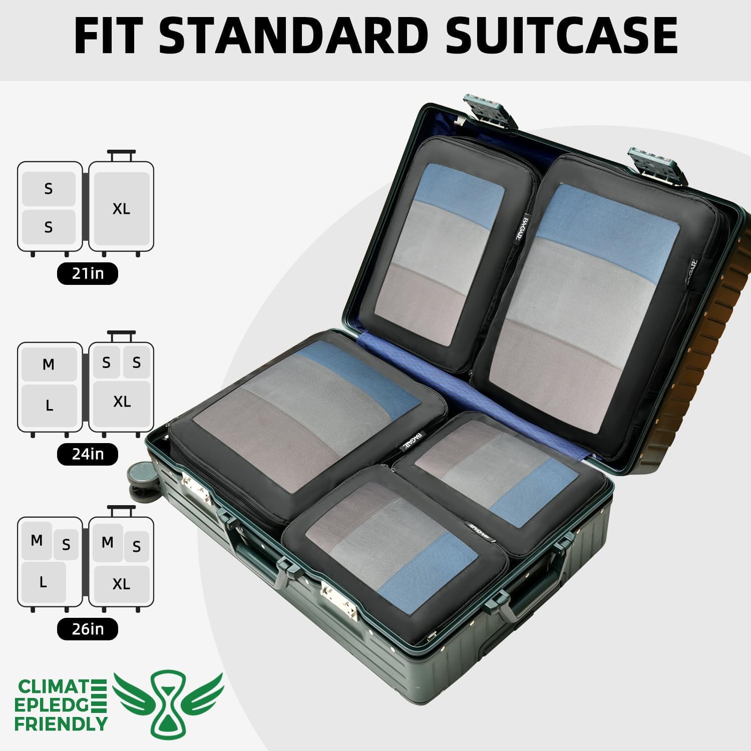 BAGAIL 4 Set/6 Set/8 Set Compression Packing Cubes Travel Accessories Expandable Packing Organizers (Square Mesh, 06-Black) - Image 8