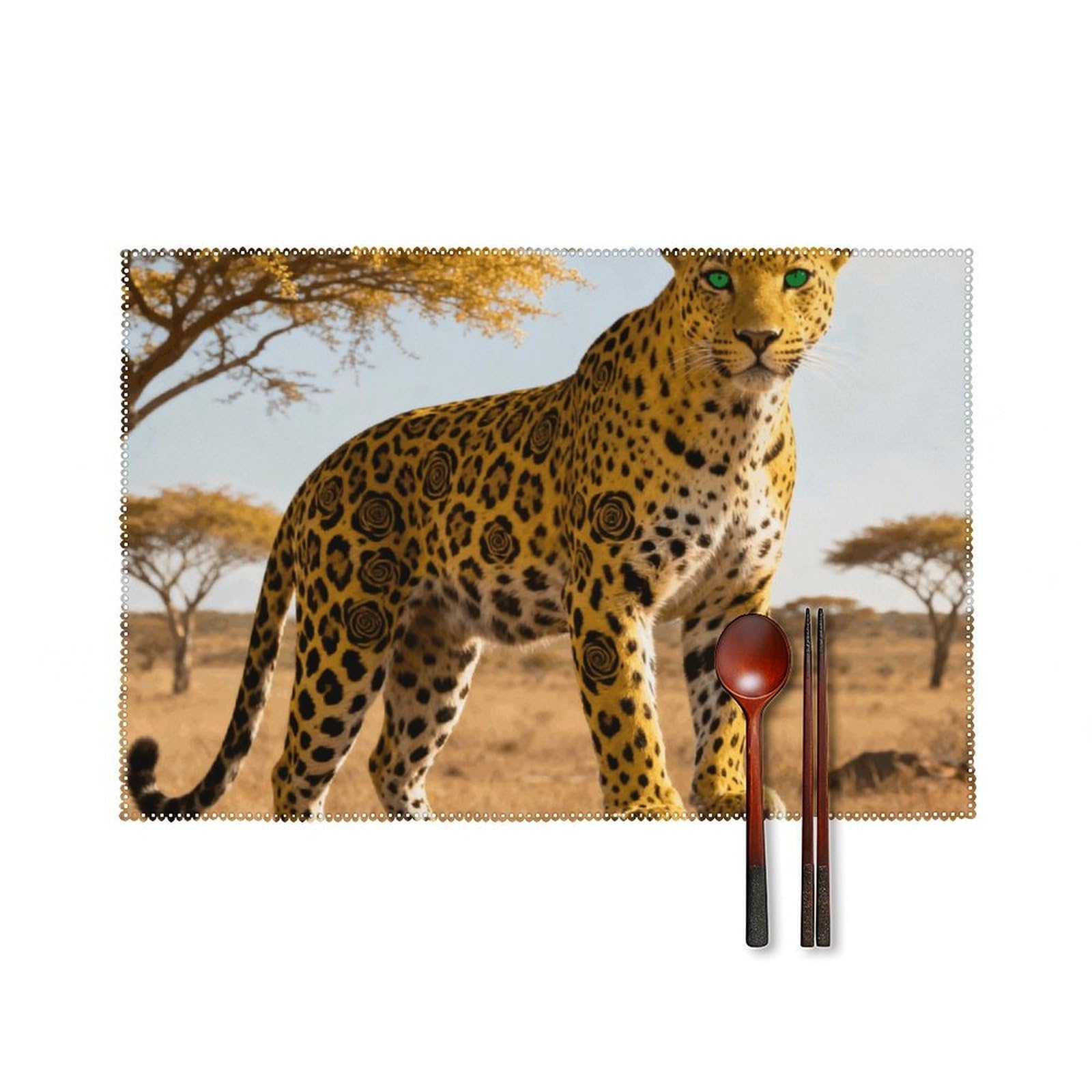 Leopard Placemats Set of 6 Wipeable Table Mats for Kitchen Dining Table Heat Resistant Waterproof Modern Indoor/Outdoor Non-Slip Easy Clean Place Mats
