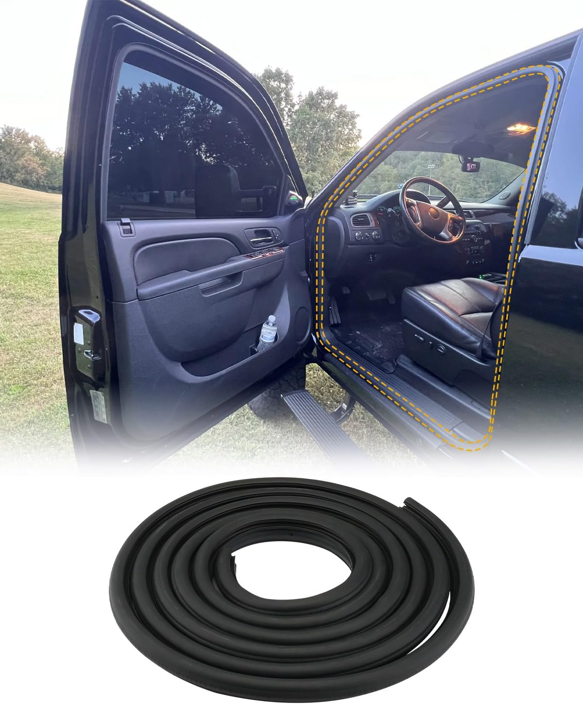 Door Seal Weatherstrip, Compatible with 2007-2014 Chevy Silverado GMC Sierra 1500/2500HD/3500HD, Crew Cab Regular Cab, Rubber Seal Trim Weather Stripping, Front Left or Right Side, OE#22766400, G3161