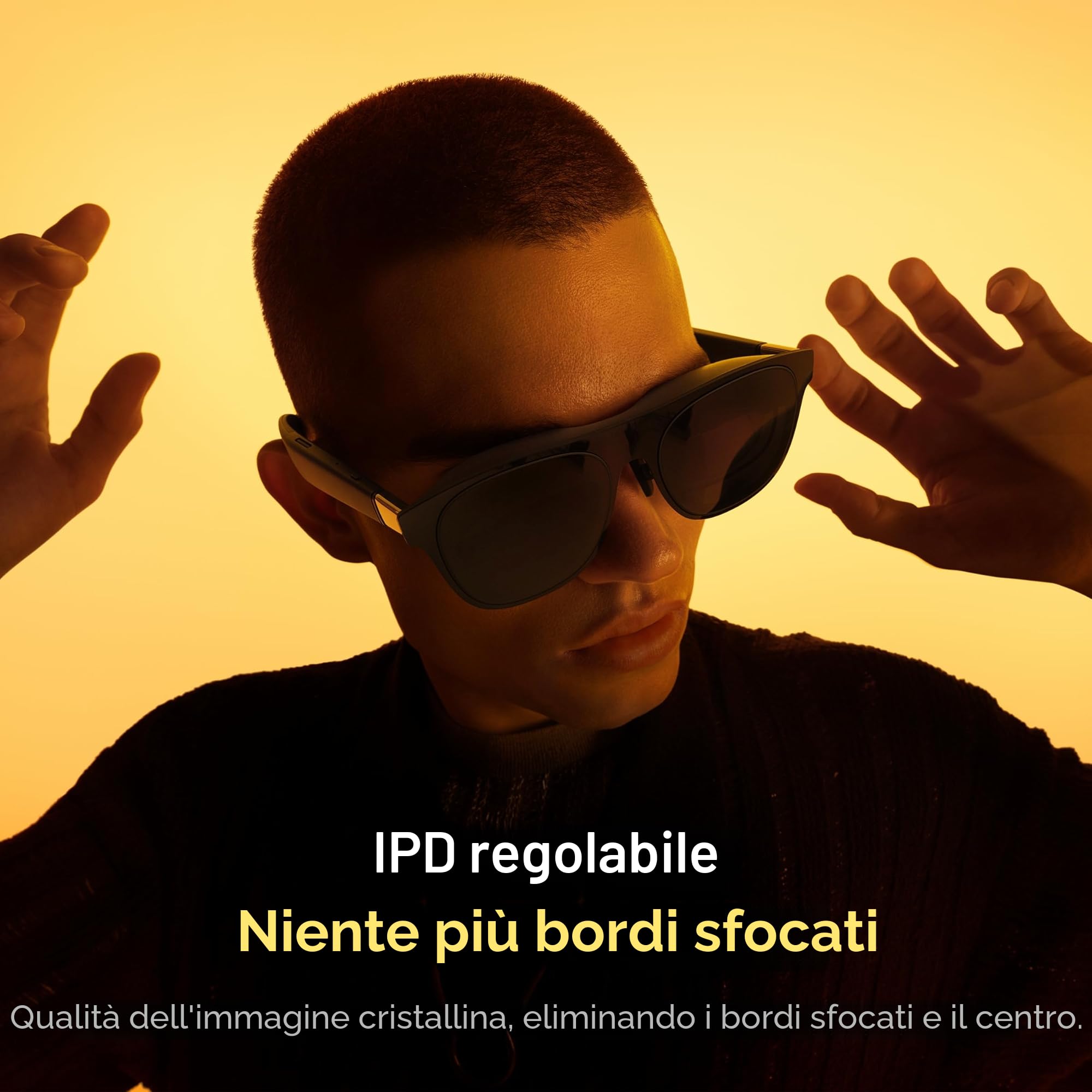 XREAL One AR Occhiali with X1 Chip, Native 3 DoF, 147" 50°FOV 120Hz HD Display, Audio Rinomato, 3 Adjustable Lens Transparency (Black)