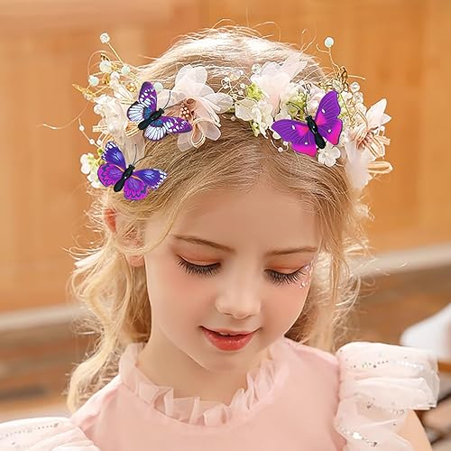 Miniatura 9 de Pinzas para el cabello de mariposa Penta Angel, 8 piezas de estilos aleatorios con purpurina realista 3D de mariposa, accesorios para mujeres y