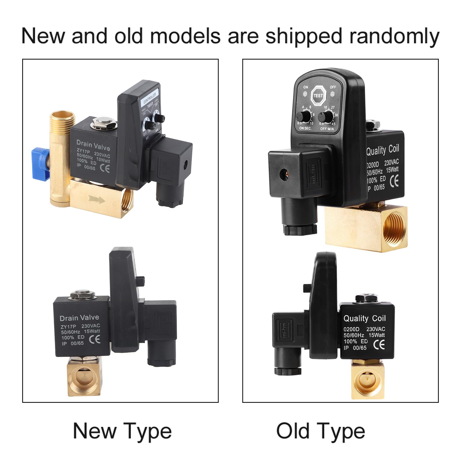 Sxhlseller G1 / 2 DN15 Válvula de Drenaje temporizada electrónica automática, latón AC230V / 110V Válvula de Drenaje electrónica Dividida para la gestión del condensado del compresor de Aire(230V)