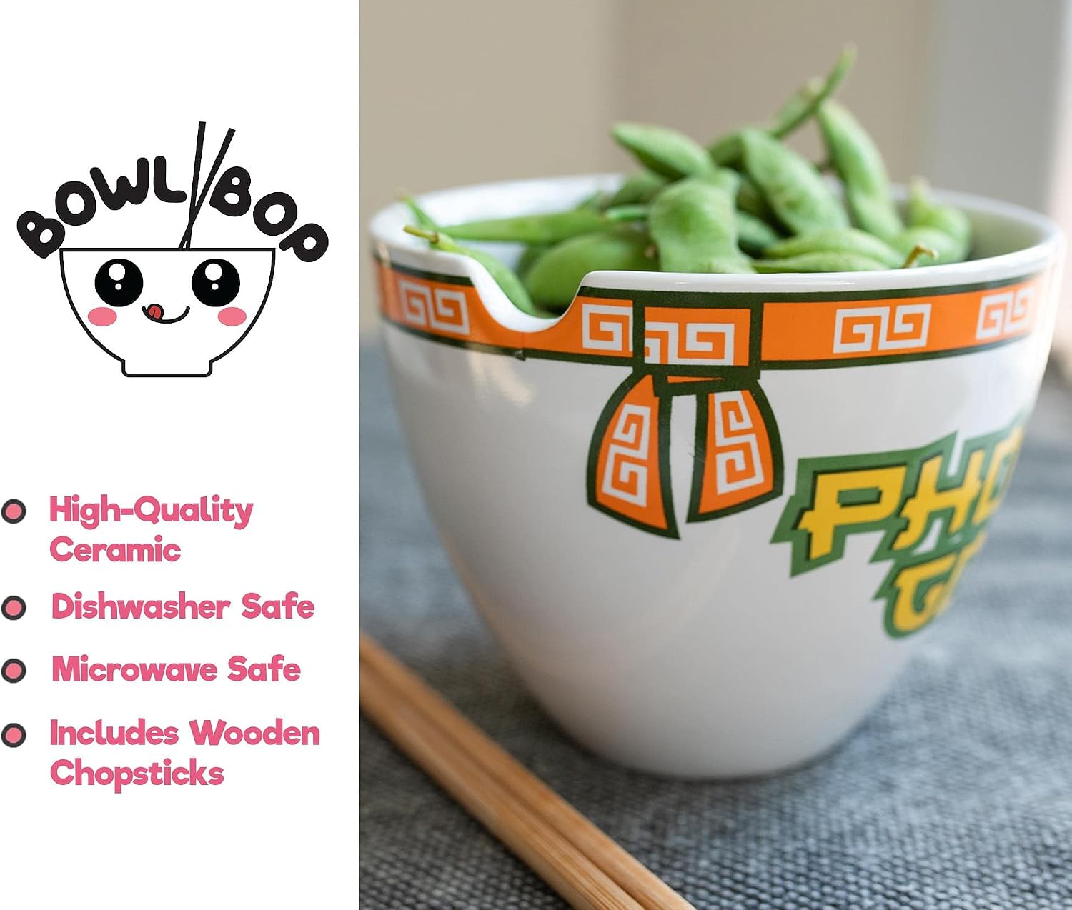 Bowl Bop Pho-Kin Good Japanese Ceramic Dinnerware Set, Orange - Image 4