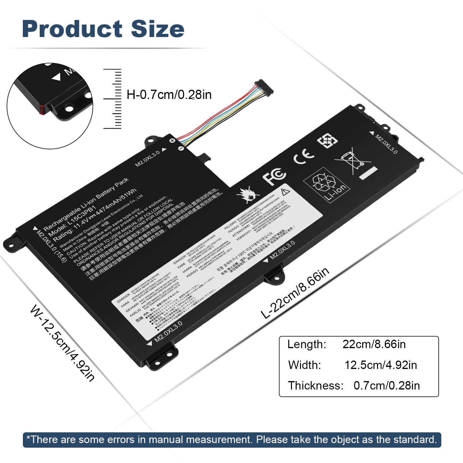 ASUNCELL 11.4V/51Wh L15C3PB1 Batterie d'ordinateur Portable pour Lenovo IdeaPad 330S-14AST 330S-14IKB 330S-15ARR 330S-15AST 330S-15IKB GTX1050 Series, L15M3PB0 5B10Q39202 L15L3PB0