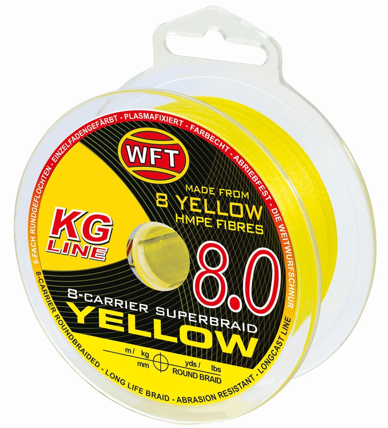 WFT KG 8 gelb 600m - Geflochtene Angelschnur