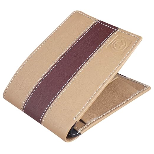 TnW Men's Stylish Leatherite Wallet (Beige)