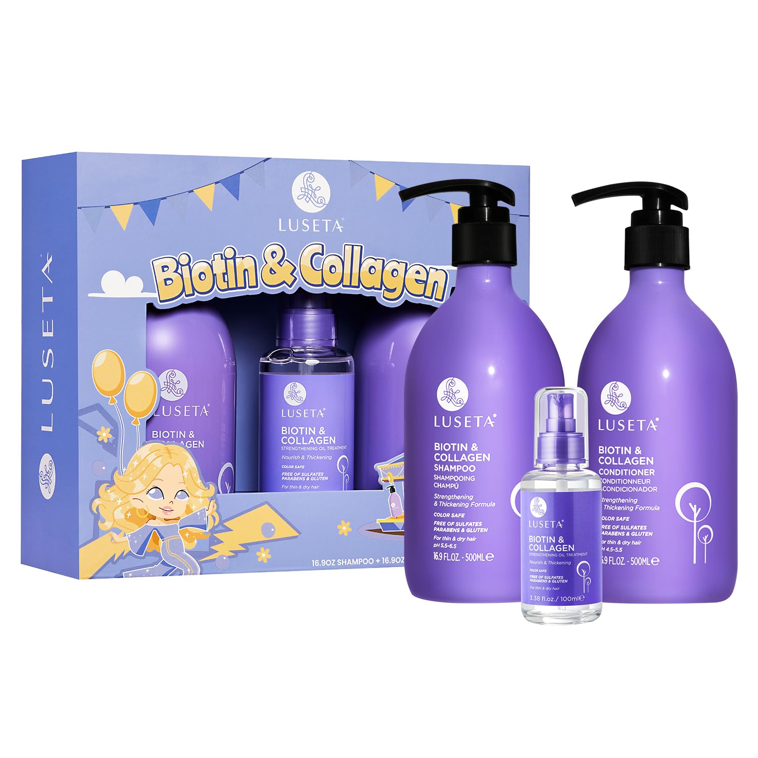 L LUSETA Luseta Biotin Trio Hair Care Set Moisturizing - shampoo and conditioner | Mubboo
