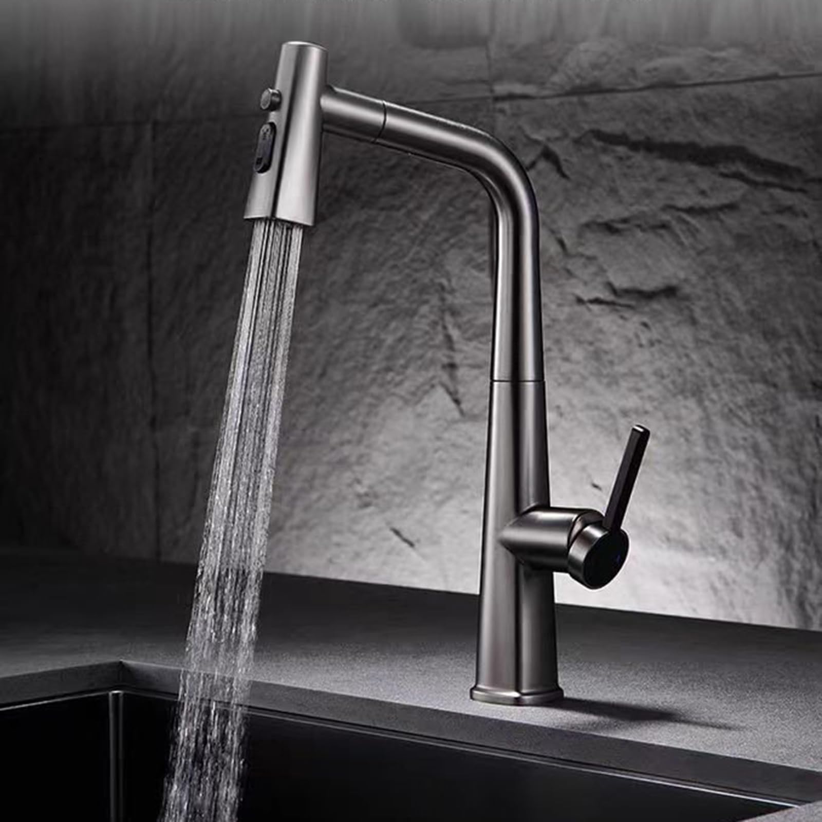 BiaoTeng Grifo Monomando Cocina Filtro Extraible 3 Salidas Giratorio 360 Grados agua Fría y Caliente Grifo Cocina Extraible Laton Gris