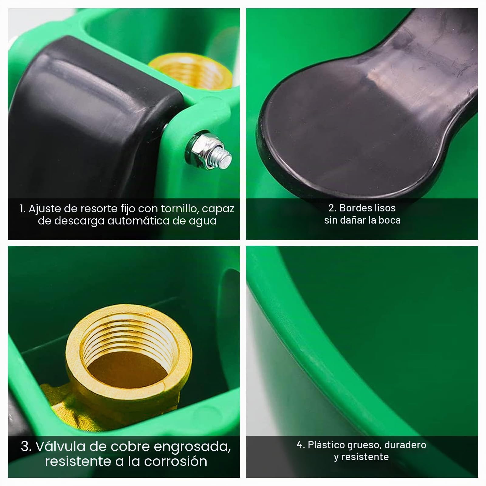 Bebedero Caballos, Bebedero para Ganado Vacuno, Burros y Caballos | Bebedero para Caballos con Lengüeta Presión + Tornillos Conexión y Adaptador- Suministro Automático Agua, Abrevadero , Verde