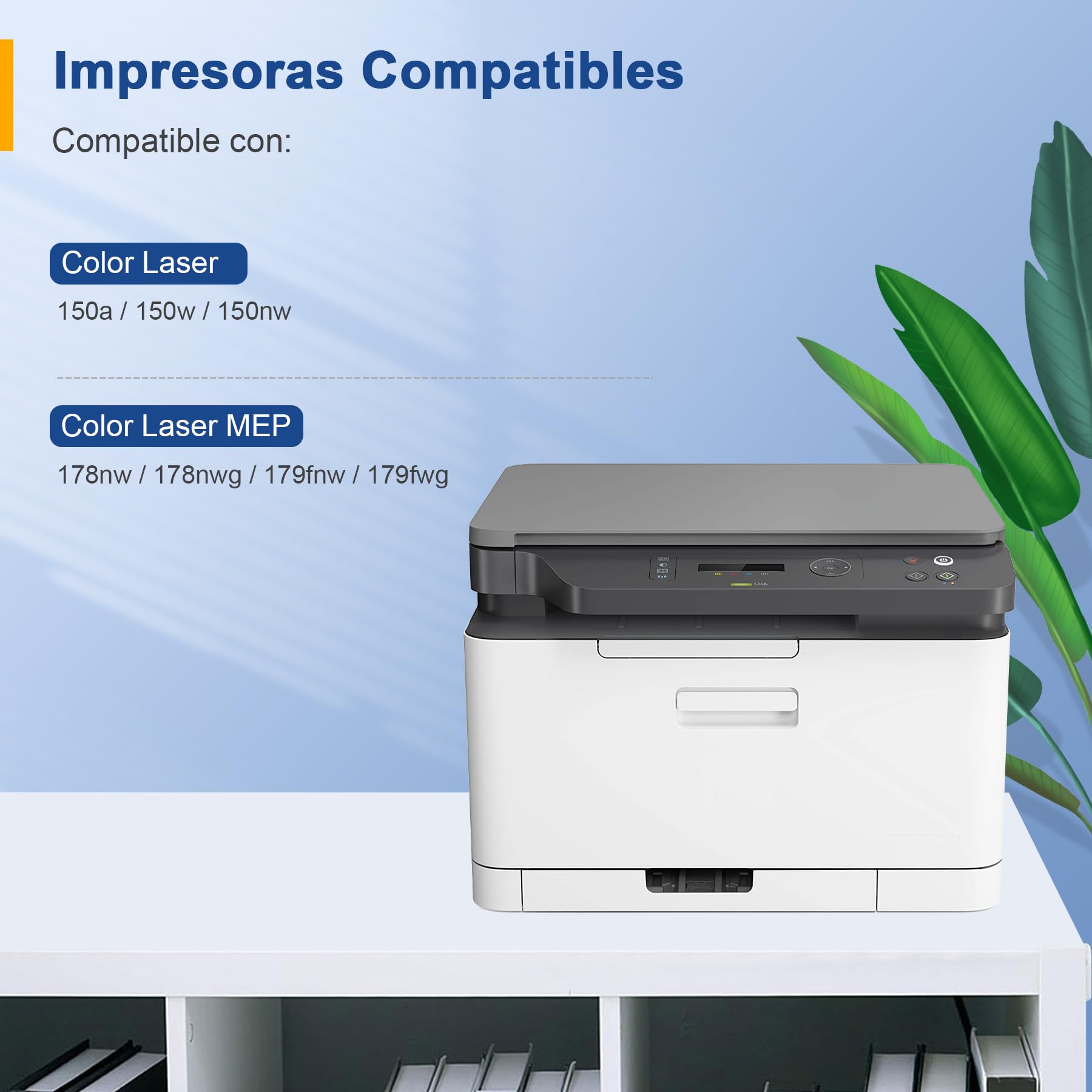 Palmtree 117A Cartucho de tóner Compatible para Toner HP Color Laser Mfp 178nw Toner HP Color Laser 150nw 150a 179fnw 178nwg 179fwg W2070A W2071A W2072A W2073A Negro Cian Amarillo Magenta Paquete de 4
