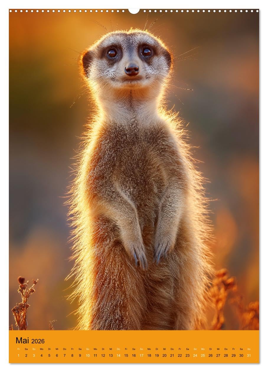 Die Erdmännchen Familie - Kalender der niedlichen Tiere (hochwertiger Premium Wandkalender 2026 DIN A2 hoch), Kunstdruck in Hochglanz: Erdmännchen ... und niedlichen Tieren. (CALVENDO Tiere)