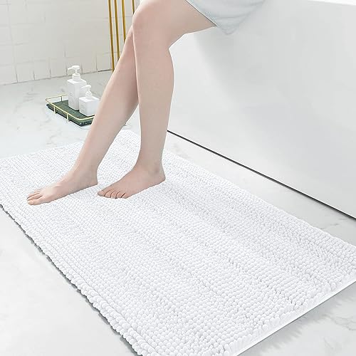Miniatura 139 de Grandaily - Alfombras de baño de felpilla a rayas, extragruesas y absorbentes, antideslizantes, con fibras largas y suaves, lavables a máquina, para