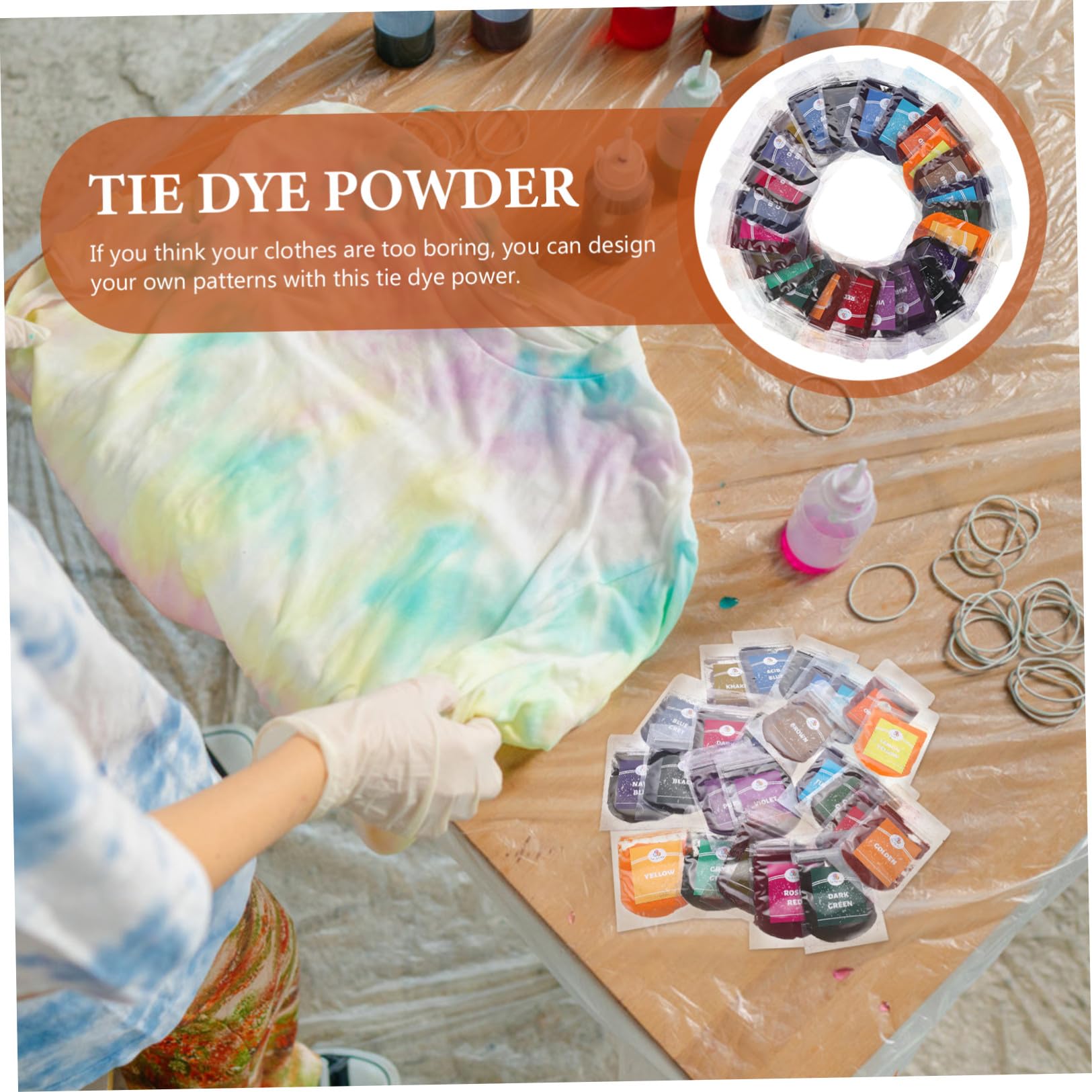 Set di Pigmenti in Polvere per Tie Dye 24 Colori, Colorante Sintetico per Tessuti come Gonne -shirt, per Artigianato e Progetti DIY Creativi