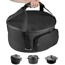 SIRUITON Dutch Oven Bag for 10 & 12 Inch Dutch Oven,Heavy Duty 600D Fabric | Waterproof& Dustproof Dutch Oven Carry Bag with Extra Inner Crossed Straps & Pockets