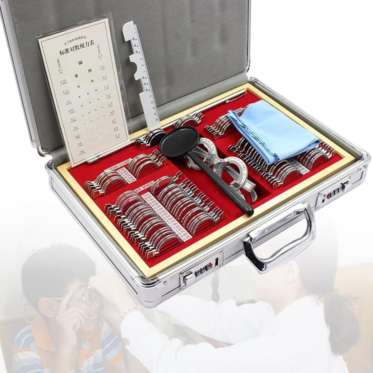 104 Pcs Optical Trial Lens Set, Metal Optical Trial Lens Set Aluminum Storage Case, Optometry Lens Optometry Box Trial Lens Equipment for Eye Hospital Vision Test