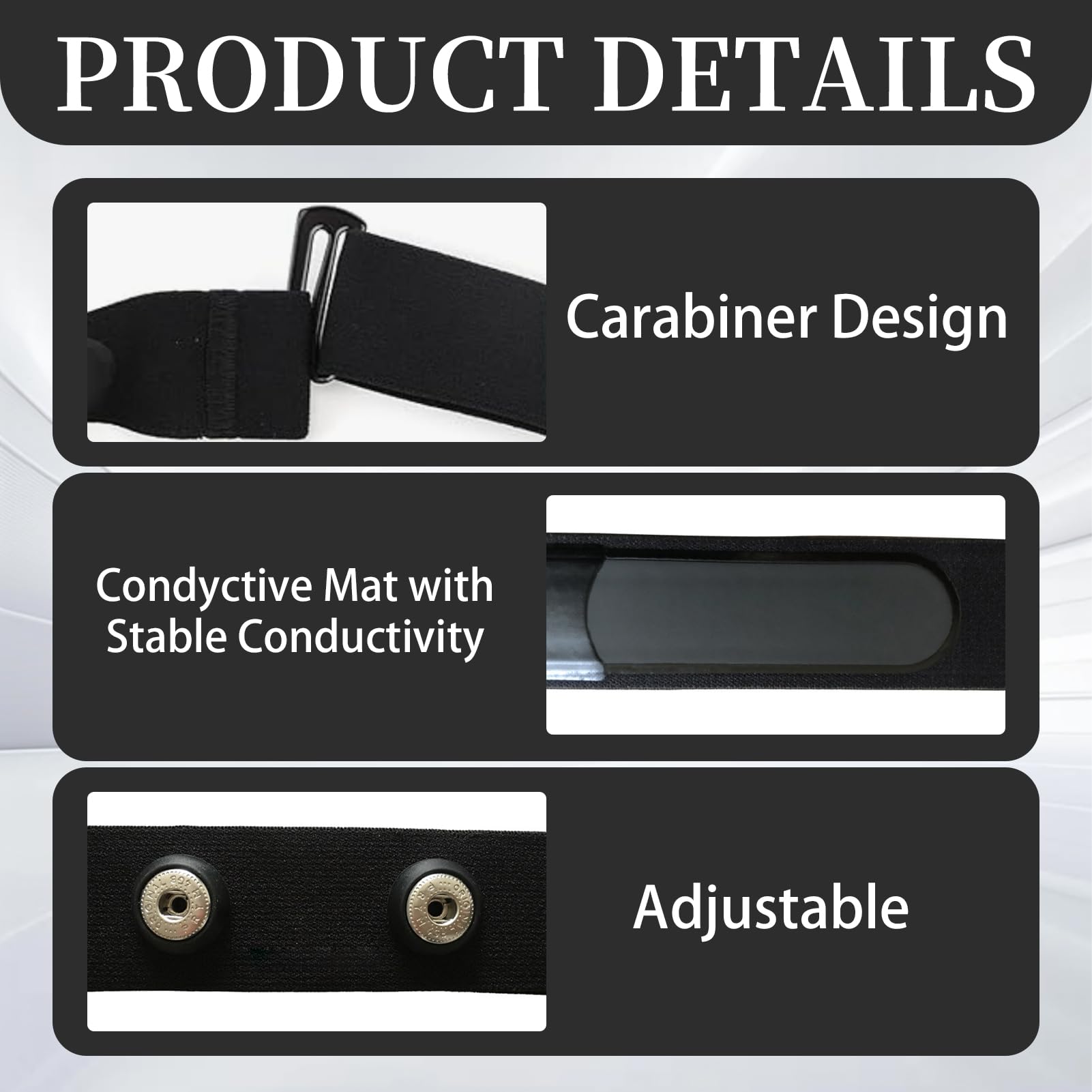 Banda de cardio elástica ajustable de 65 cm a 98 cm, correa de repuesto de tela premium de nailon y spandex con enganche de distancia de 45 mm para entrenamiento cardiovascular