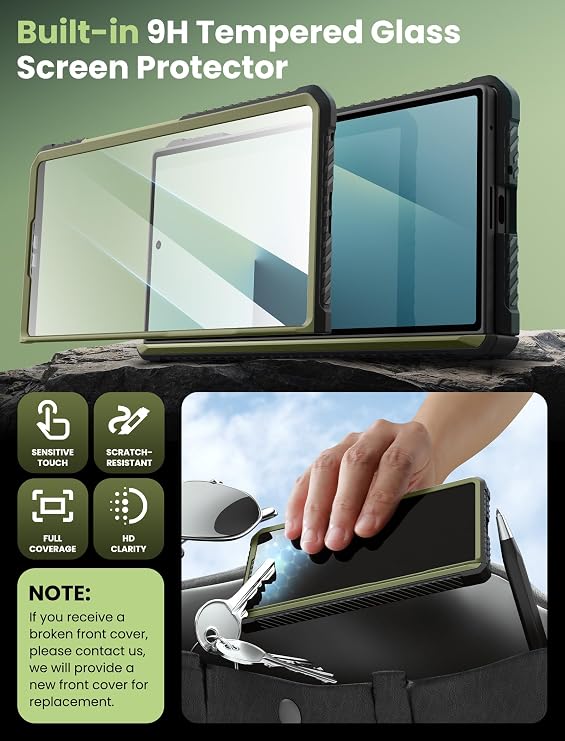 i-Blason for Galaxy Z Fold 7 Case with Stand & Glass Protector, Green
