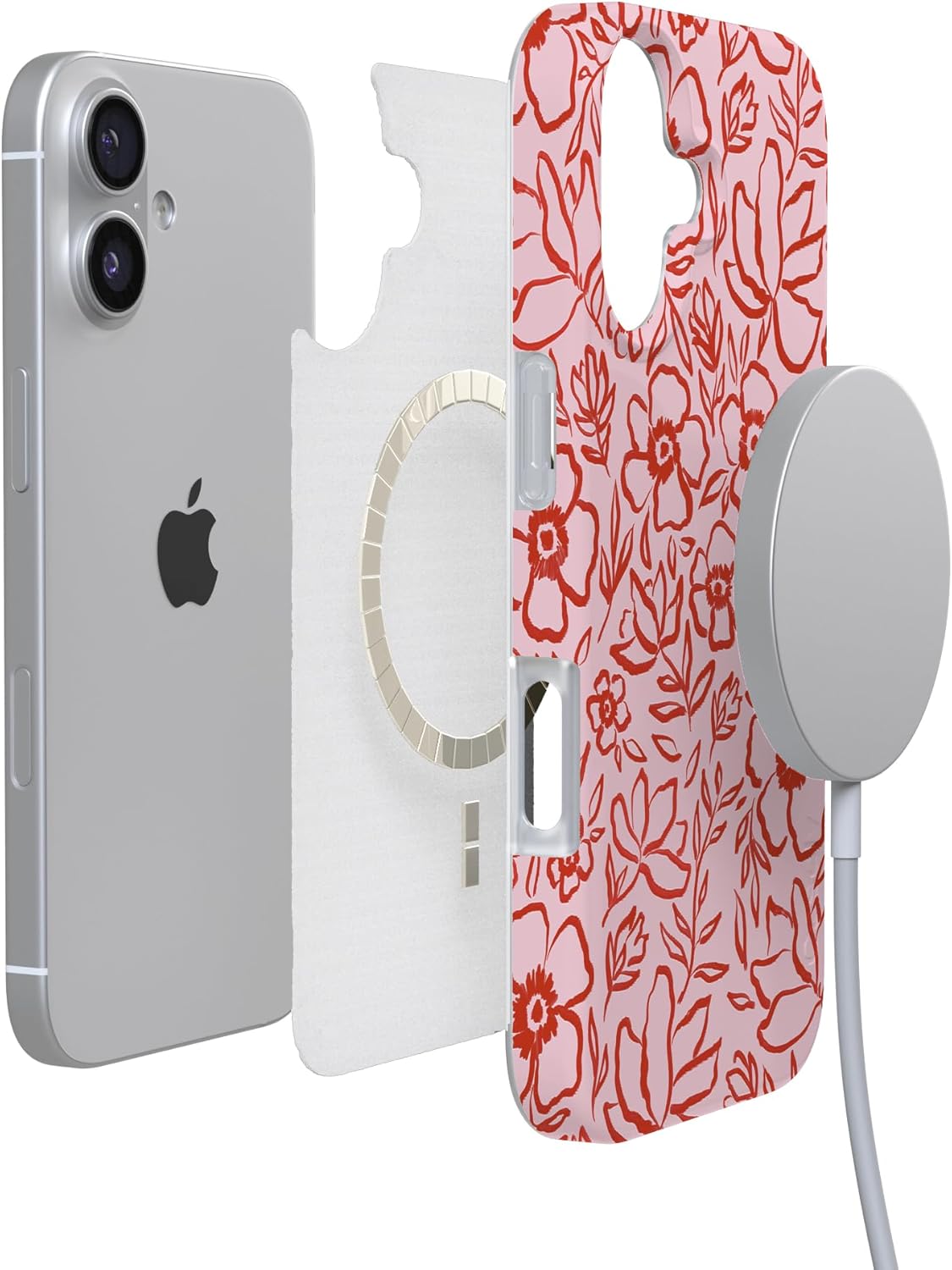 Casely iPhone 17 Case | Blush Garden | Floral Doodle | Compatible with MagSafe | Classic Ultra Slim Design