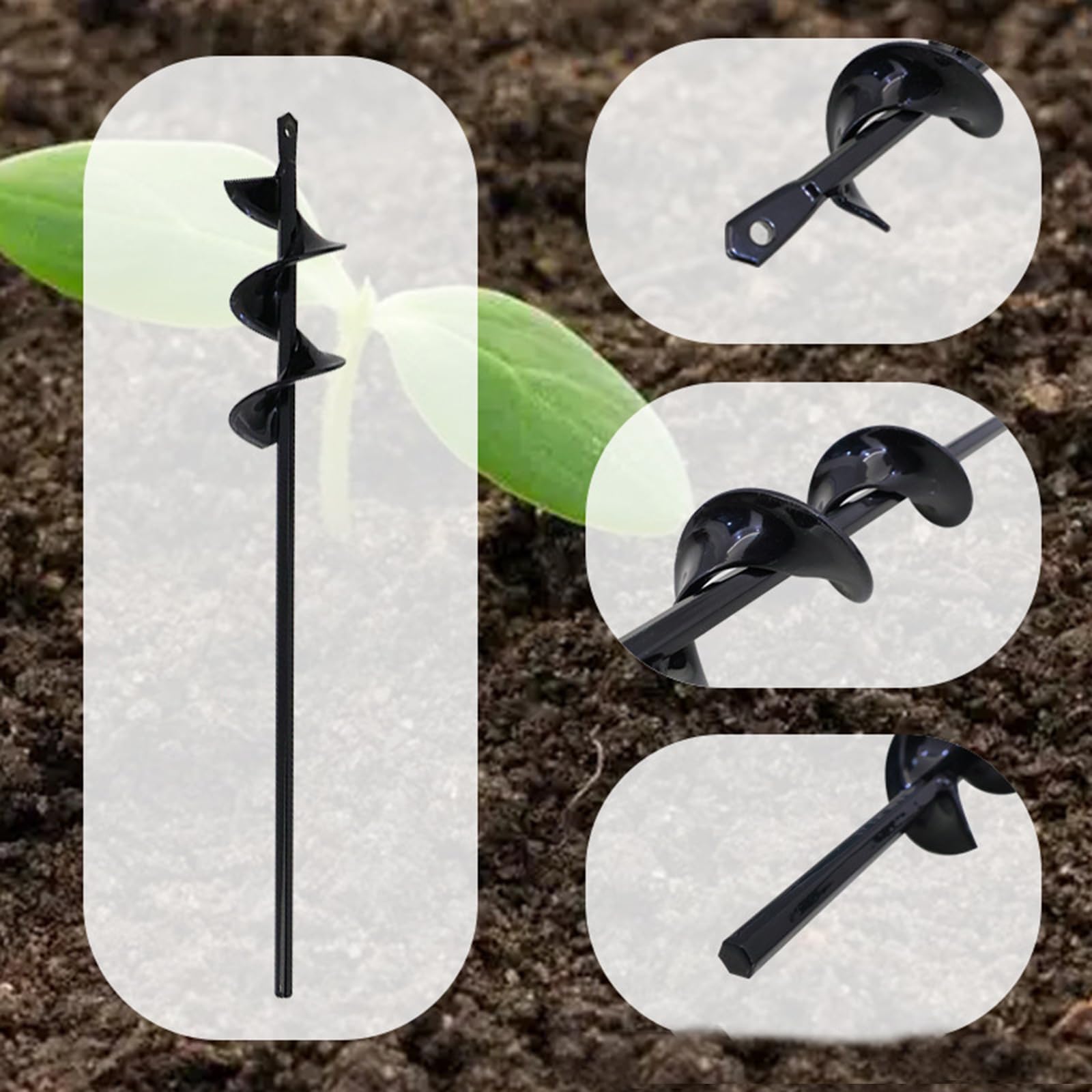 3 Stück Gartenbohrer Erdbohrer für Akkuschrauber, Schnecken Spiralbohrer, Erdbohrer für Bohrmaschine, Pflanzbohrer für Akkuschrauber, Grabungswerkzeug zum Pflanzen und Bohren, 4x42+8x30+4x22cm