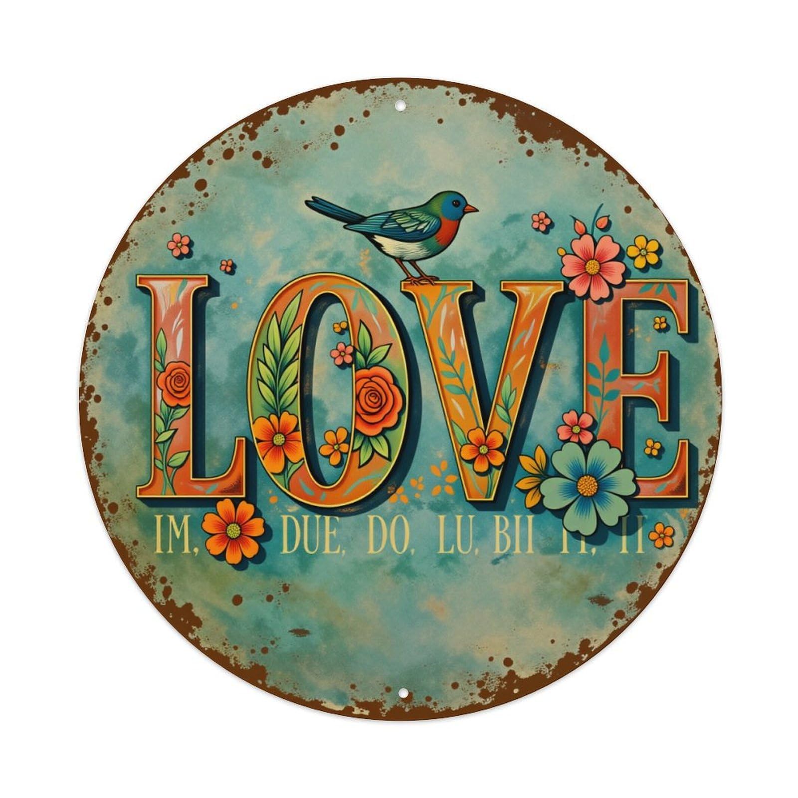 Love Bird Floral Pattern Art Metal Tin Sign Vintage Garden Bedroom Cafe Bar Man Cave Home Wall Decor Metal Poster 8x8 inches