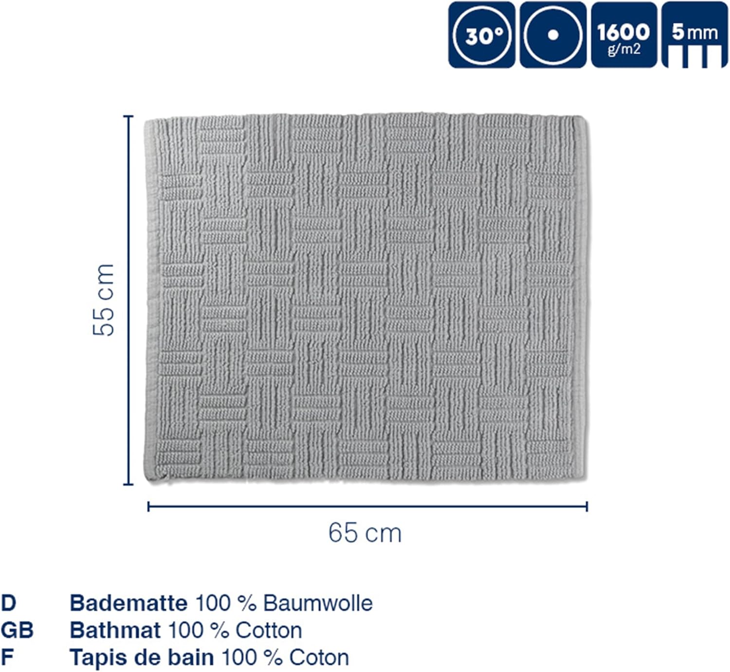 KELA 23525 Leana White Bath Mat