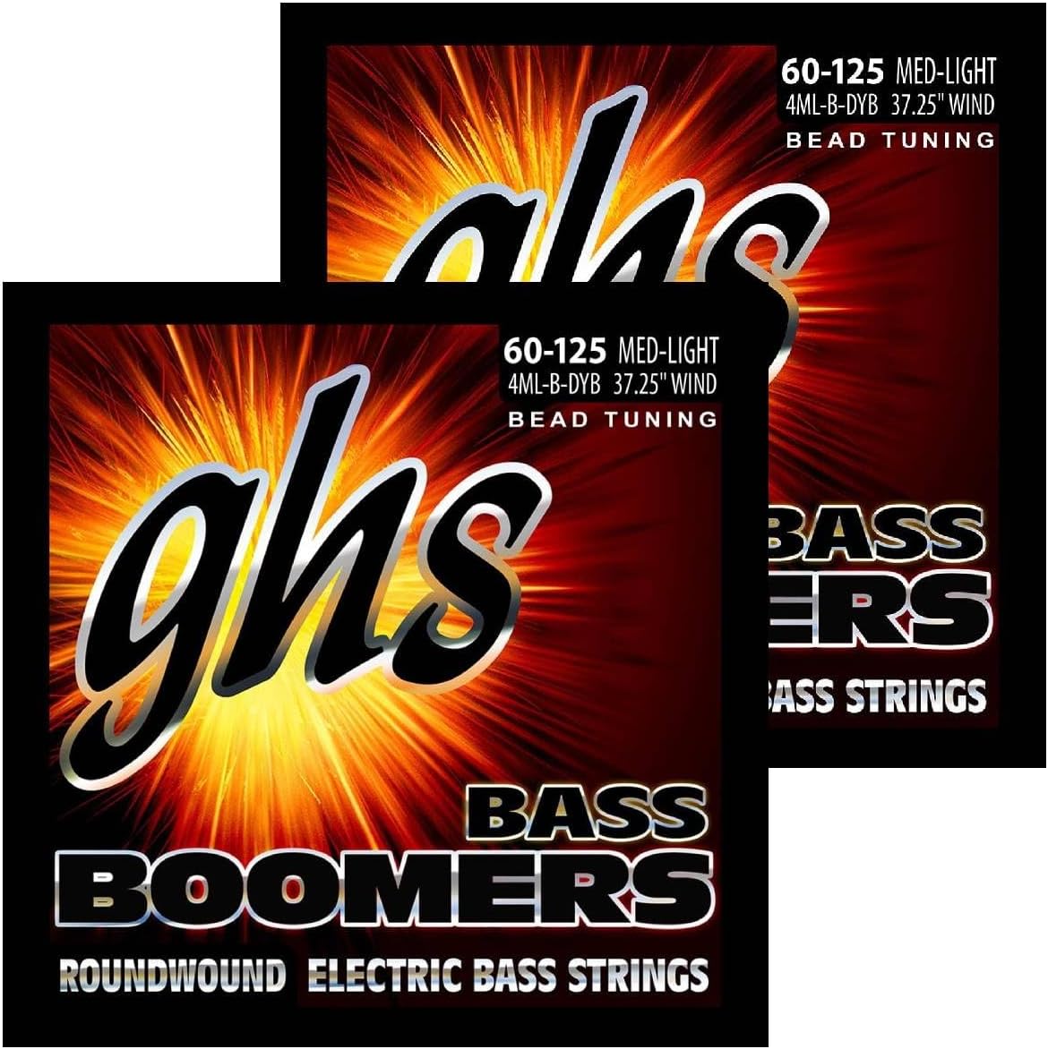 GHS Strings 4ML-B-DYB Electric Bass Boomer String Sets Nickel Plated Guitar Strings, Custom, 60-126