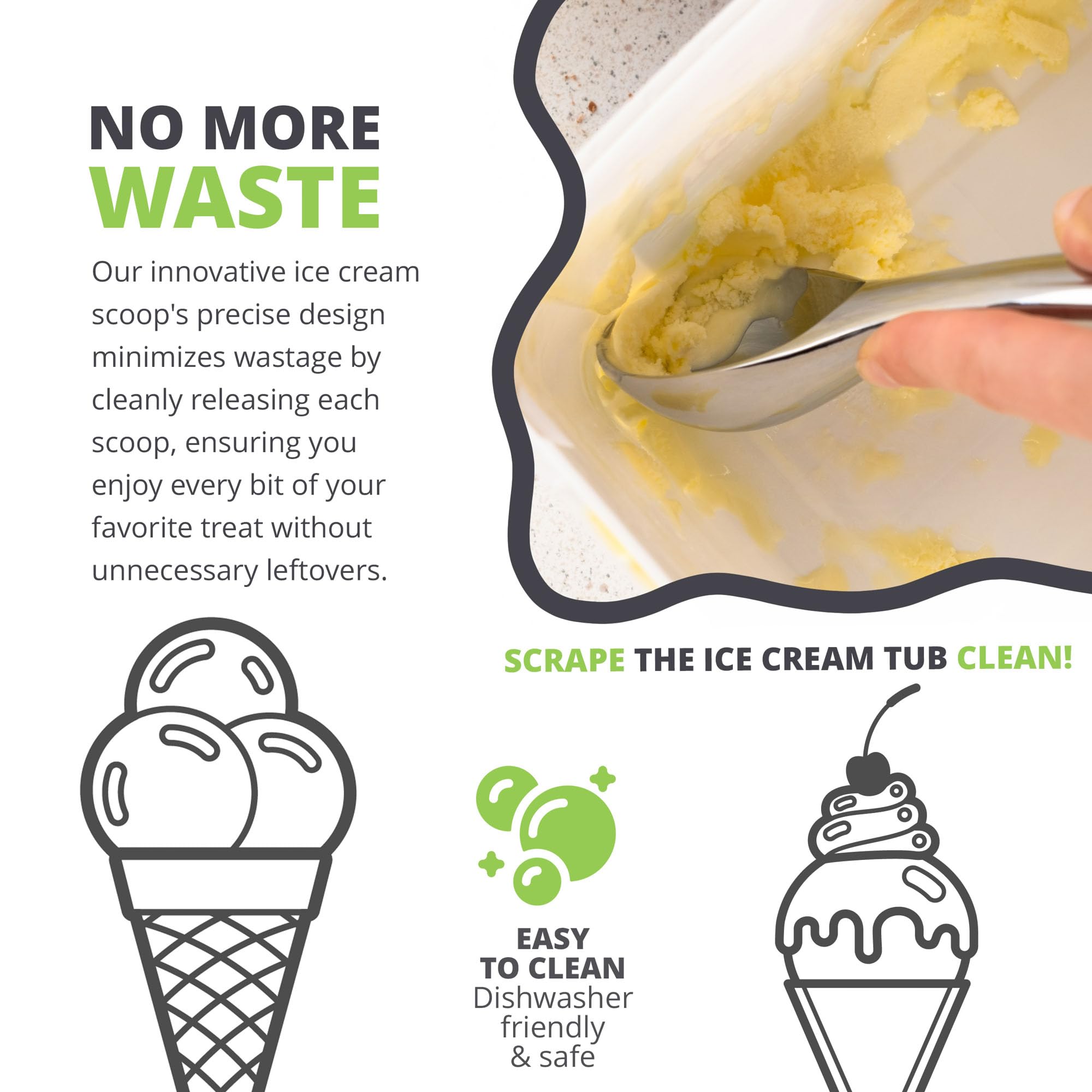 Oliver's Kitchen ® Ice Cream Scoop, Create Perfect Spheres with Our Heavy Duty Ice Cream Scooper - Image 4