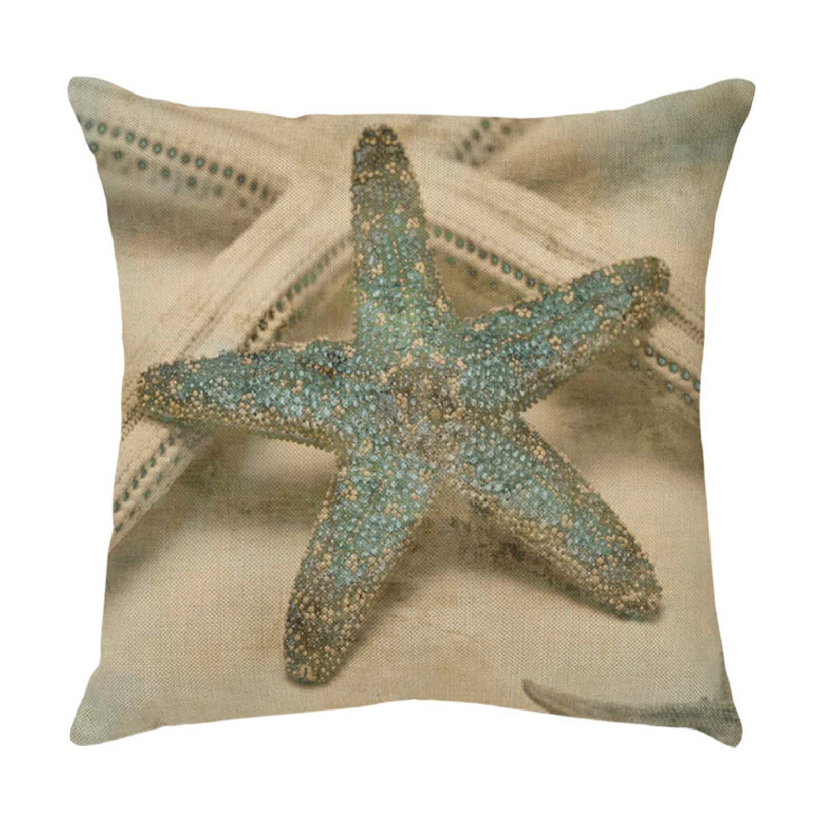 4 Piezas Funda de Almohada Concha De Océano Azul Fundas de Cojín Terciopelo Sencillo y Decorativo para Sofá Camas Dormitorio Coche Lino Cojines Throw Pillow Covers 60x60cm/24x24 Inch
