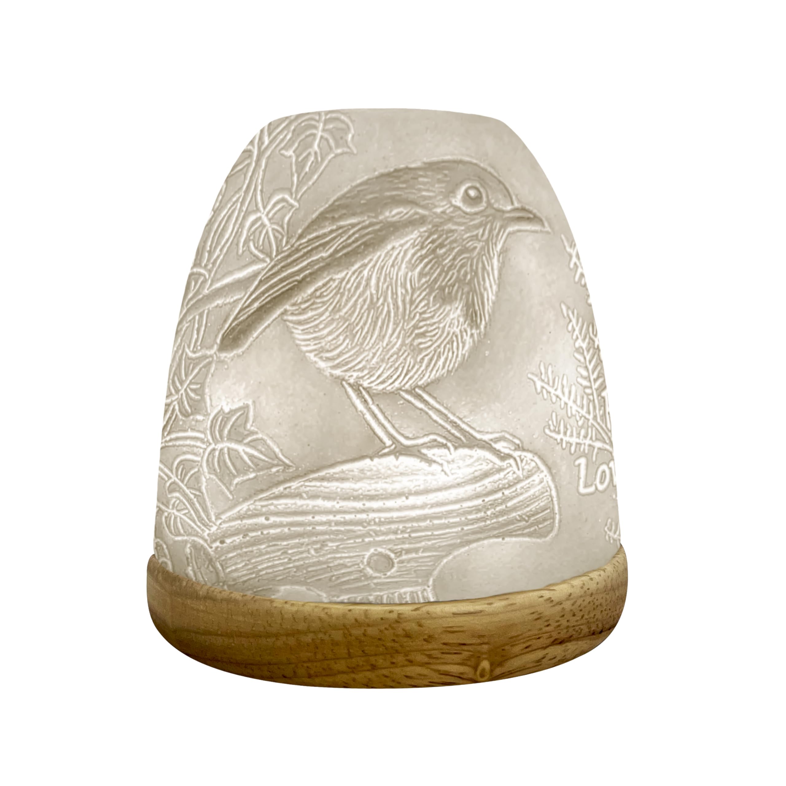 Cello Porcelain Tall Tealight Holder Dome - Robin Design with 3D Projection Image for Scented Unscented LED Candle Wax Warmer Gift Ornament for Home Bedroom Memorial