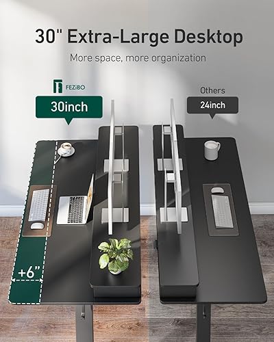 Miniatura 6 de FEZIBO Escritorio Eléctrico de Pie Resistente Ajustable en Altura con Cajones, Mesa de 48 x 24 Pulgadas con Estante de Almacenamiento Grande,