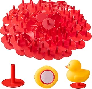 Thyle 75 Pcs Duck Plug Rubber Duck Mount Fixed Display Flock Locker Rubber Duck Holder Ducks Display Mount with Double Sided Stickers for Dash, Excluding Rubber Duck (Red)