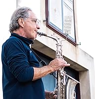 Vista 7 de Soporte de música portátil para saxofón, altura ajustable, diseño plegable, soporte resistente, plateado