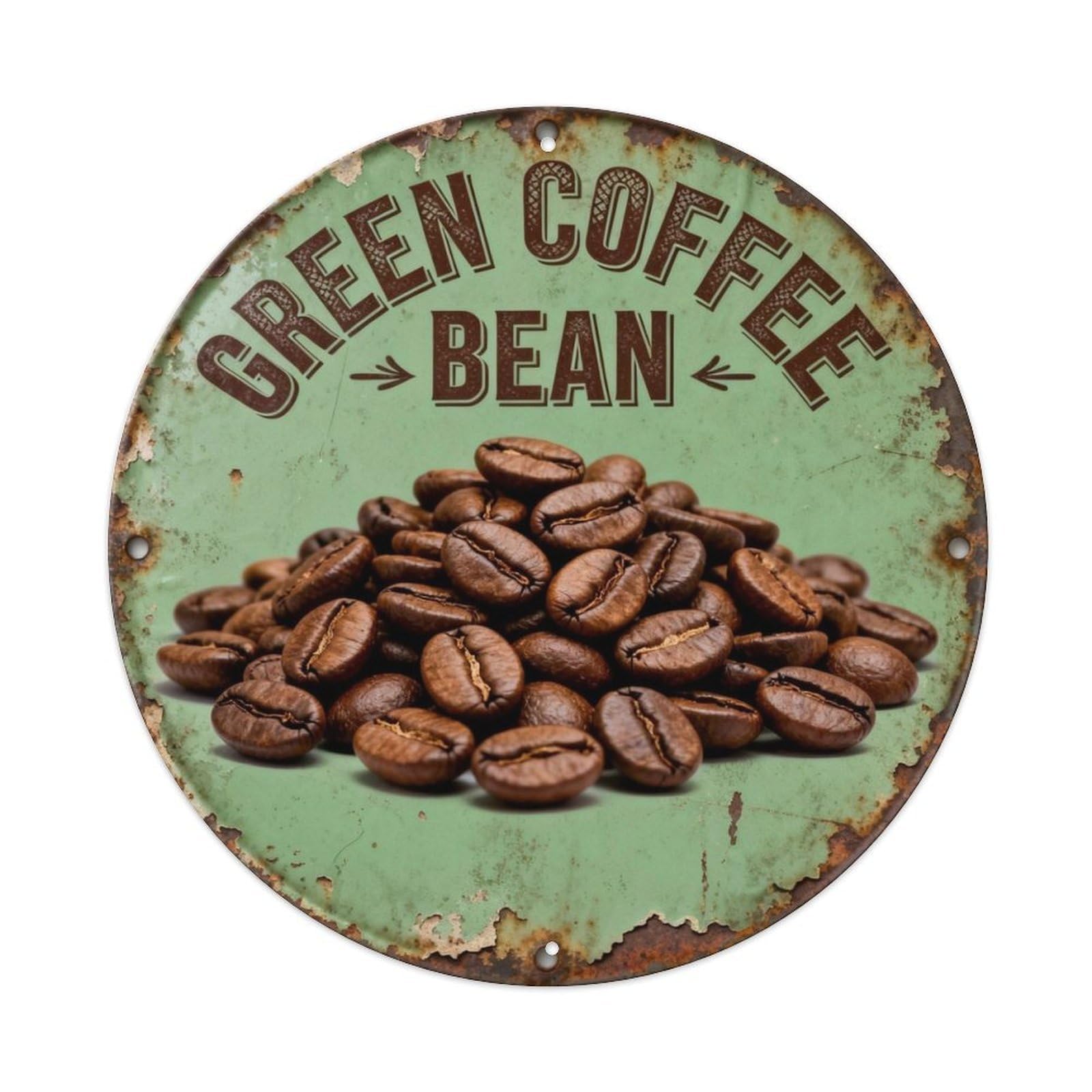 Green Coffee Bean Metal Tin Sign Plaque