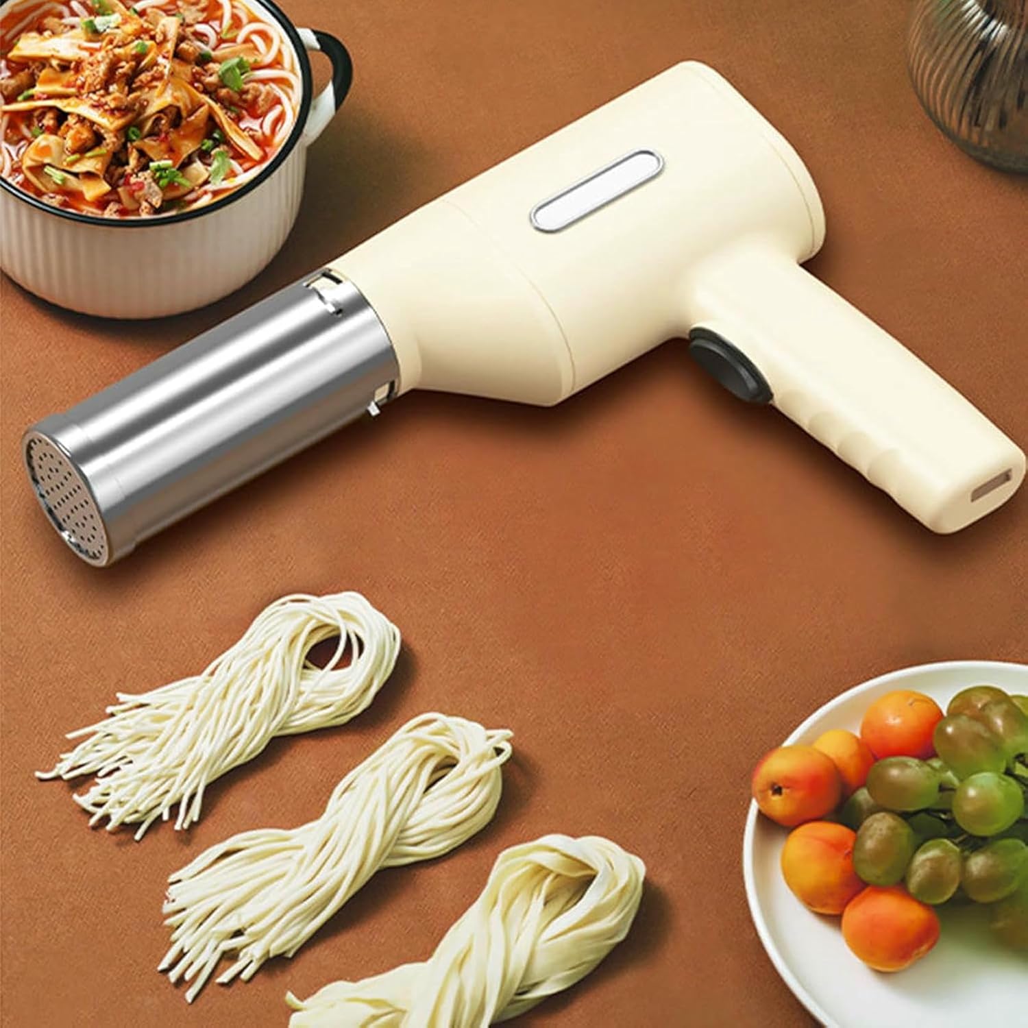 Household Electric cordless Pasta Maker, Portable Automatic Pasta Maker Cordless Household Handheld Spaghetti Ramen Maker Machine