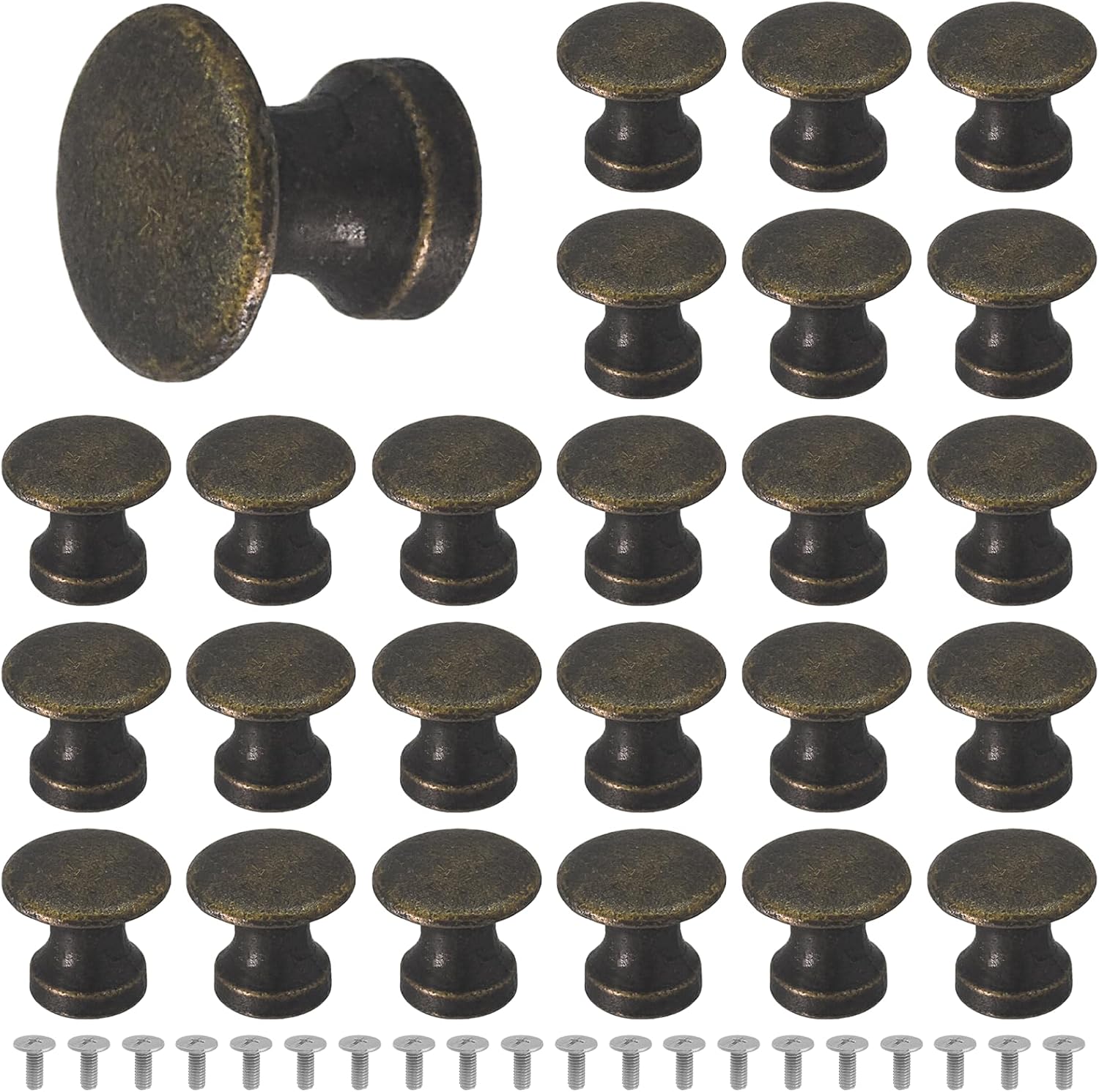 25PCS Mini Cabinet Knobs, 1/2 Inch Vintage Antique Dresser Knobs, Small Drawer Knobs with Screws, Drawer Pulls and Knobs for Jewelry Box Gift Case