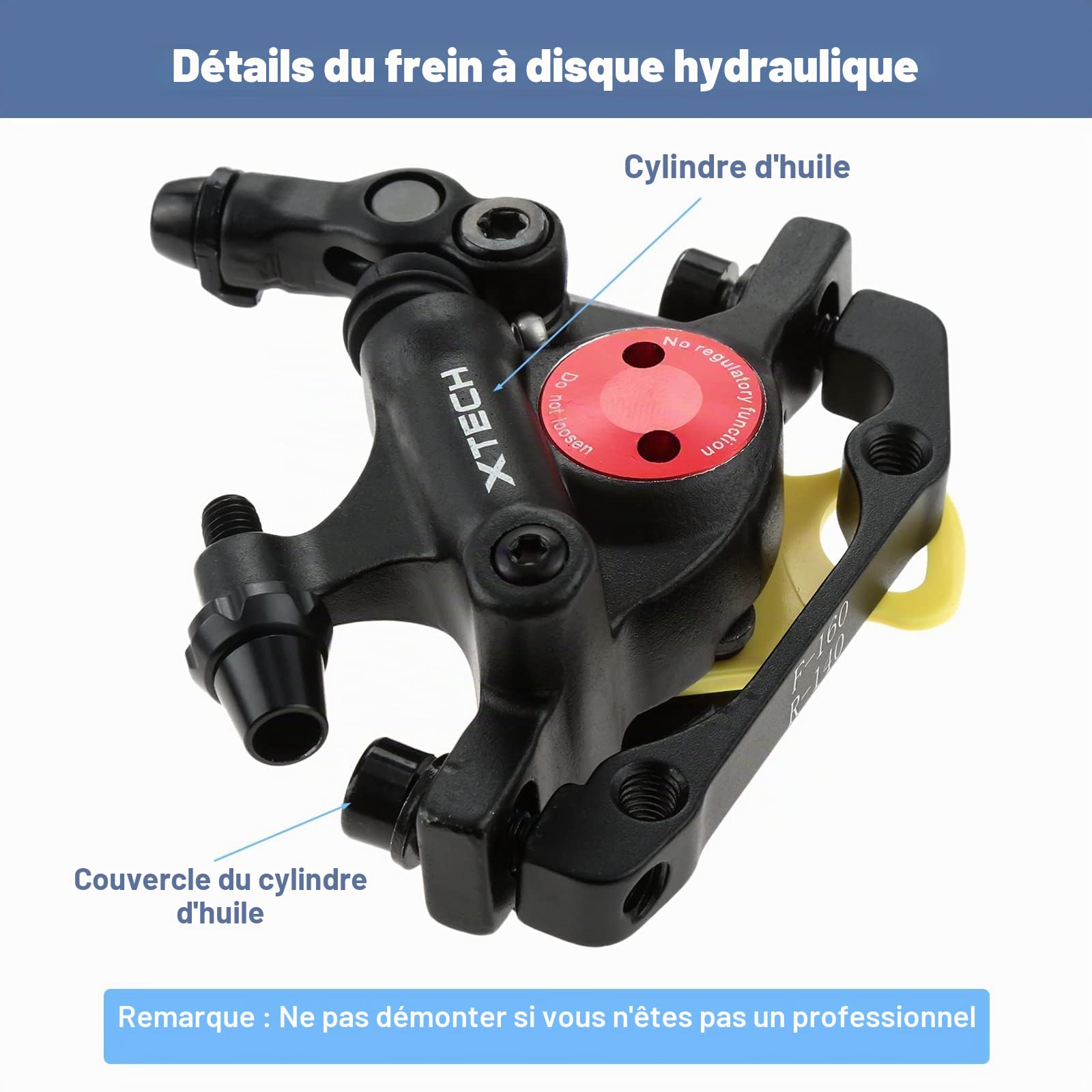 Étriers de Frein à Disque Semi-Hydraulique Avant et Arrière, 1 Paire d'Étriers de Frein Hybirde Tirage par Câble Adaptés pour VTT Vélo de Montagne