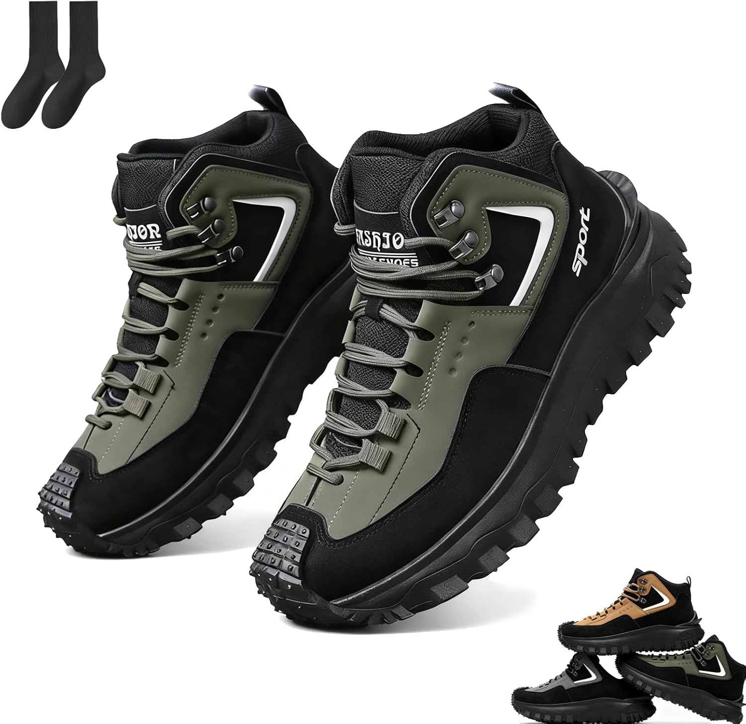 Boots Men, Men's Outdoor Hiking Boots Waterproof, 2026 New Arch Support Anti-Slip and Puncture-Resistant
