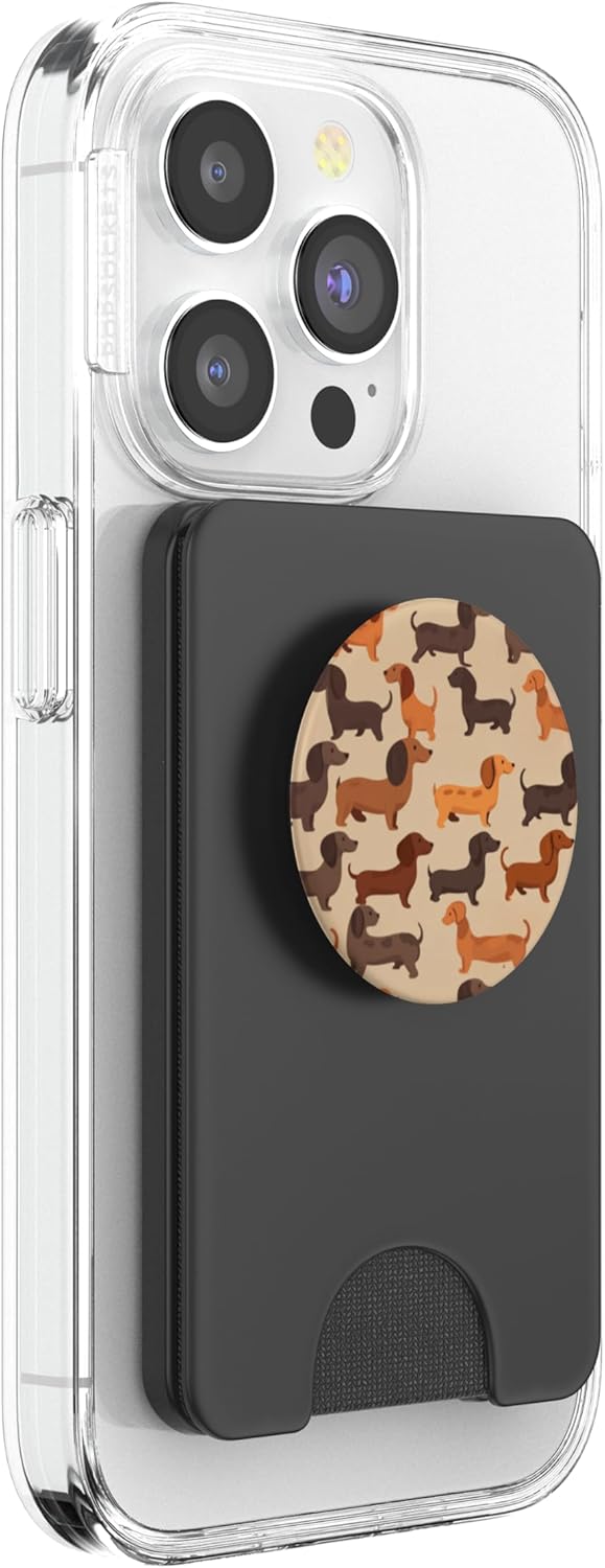 Sausage Dog, Dachshund Fun Pattern PopSockets PopWallet for MagSafe