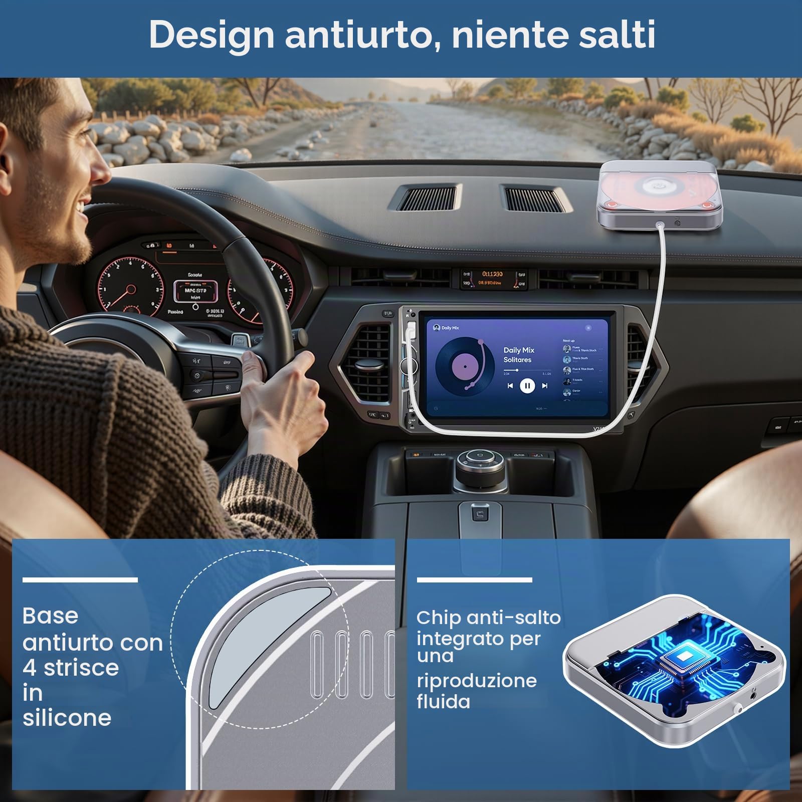 Lettore CD per Auto con Porta USB/AUX, Lettore CD Esterno CENXINY | Compatibile con Autoradio,Lettore Universale CD per Veicoli con AUX/Cavo di Estensione USB/Adattatore Conversione (da A a C)