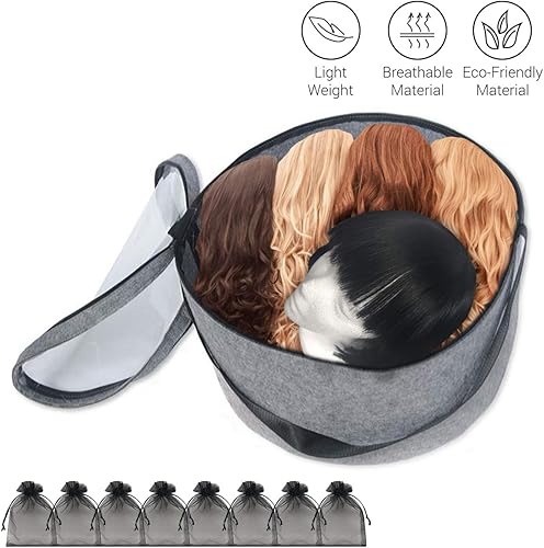 Miniatura 9 de TreeHouse London Estuche de viaje de fieltro transpirable XL y bolsa de almacenamiento de hilo, contenedor y tapa plegables, 11 pulgadas de alto,