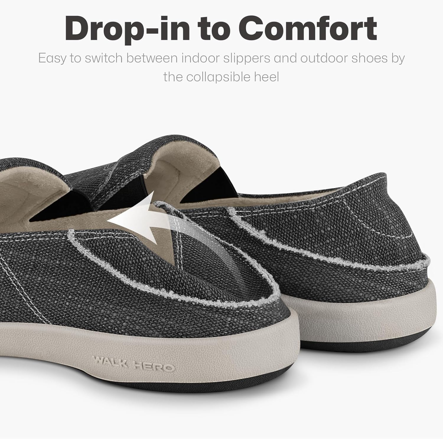 Mens Slip On Shoes, Canvas Mens Loafers with Arch Support, Orthopedic Mens Boat Shoes for Plantar Fasciitis, Indoor & Outdoor Walking Slippers Shoes for Pain Relief - Image 4