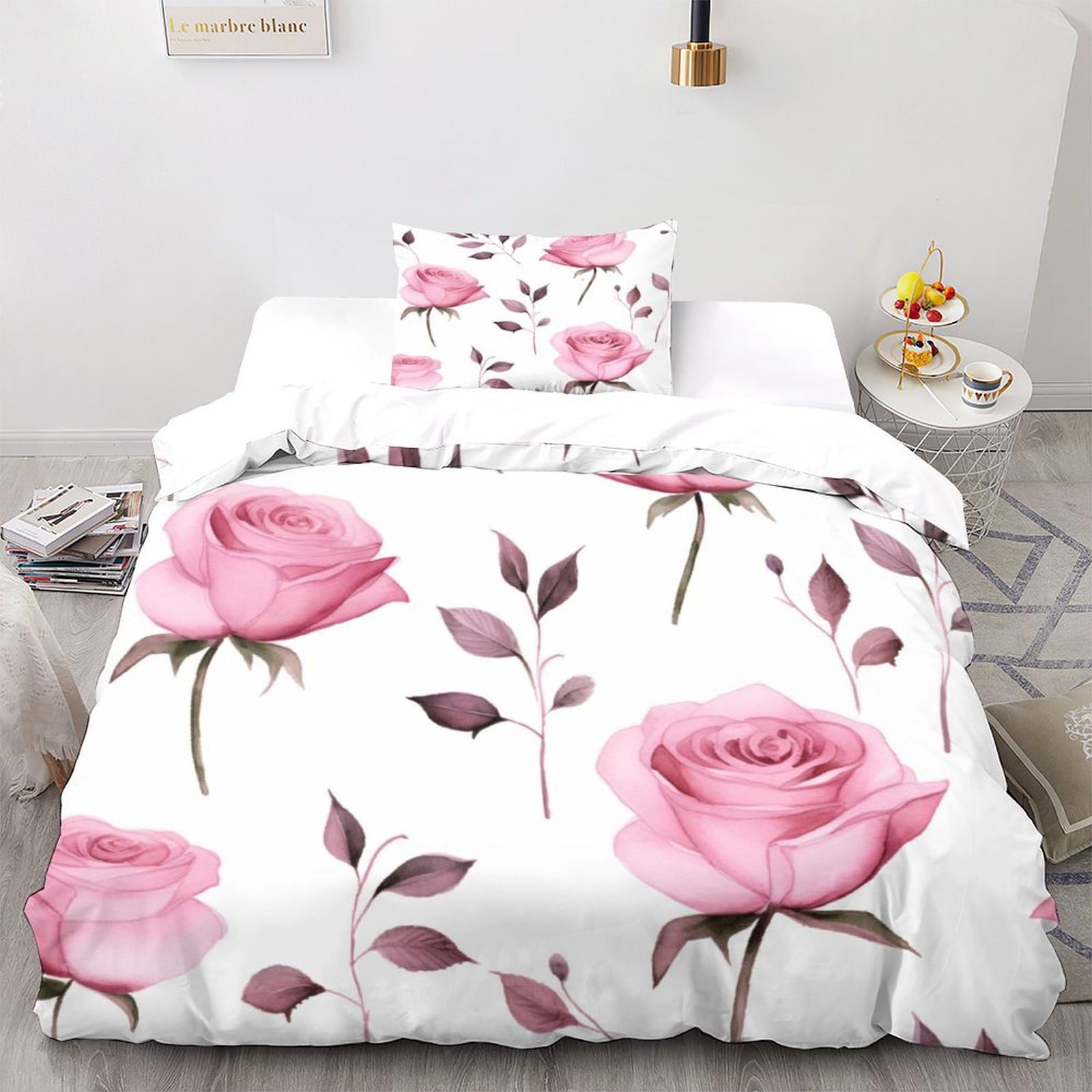 Bettwäsche-Set, 3D-Druck, Bettbezug-Set mit Kissenbezug, Heimtextilien, Aquarell-Bettbezug, Einzelbett (135 x 200 cm)