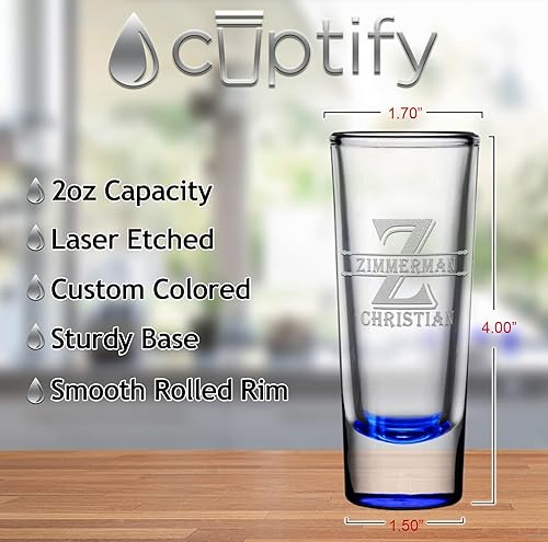 Miniatura 8 de Bloque de inicial de vidrio de chupito personalizado de 2 onzas, tirador alto con texto personalizado, regalo de cumpleaños, decoraciones de fiesta