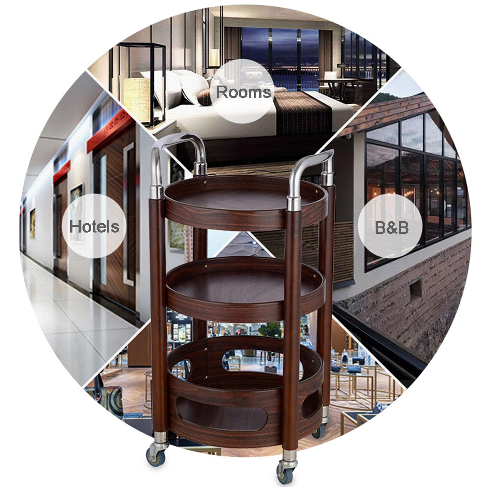 Chariot de bar en D avec étagères à 2 niveaux, chariot de service roulant pour la maison et la cuisine, chariots de bar en métal sur roulettes, Slish Sto Solut pour le divertissement