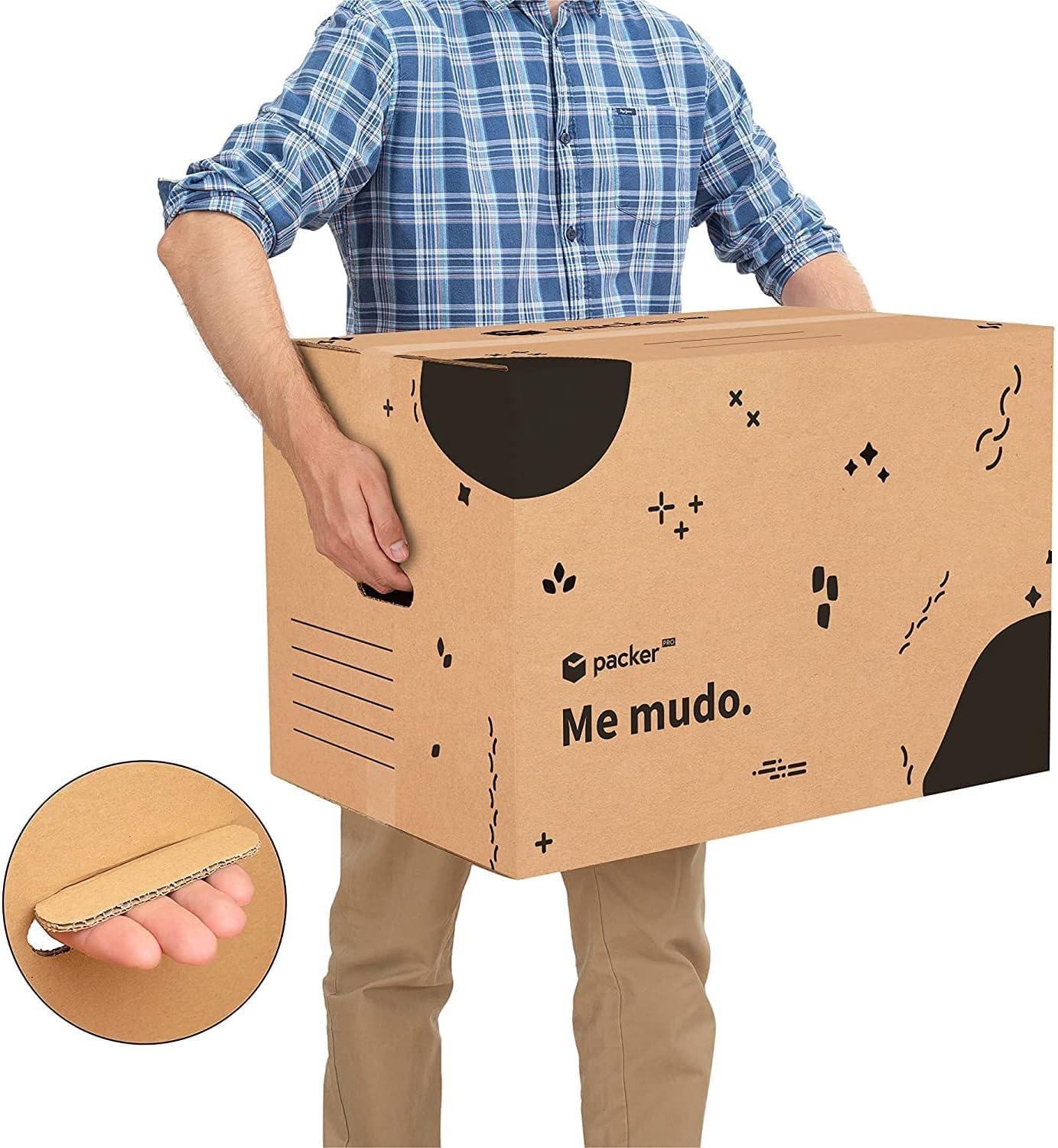 packer PRO Pack 20 Cajas Carton para Mudanzas y Almacenaje Ultra Resistentes con Asas, 50x30x30cm